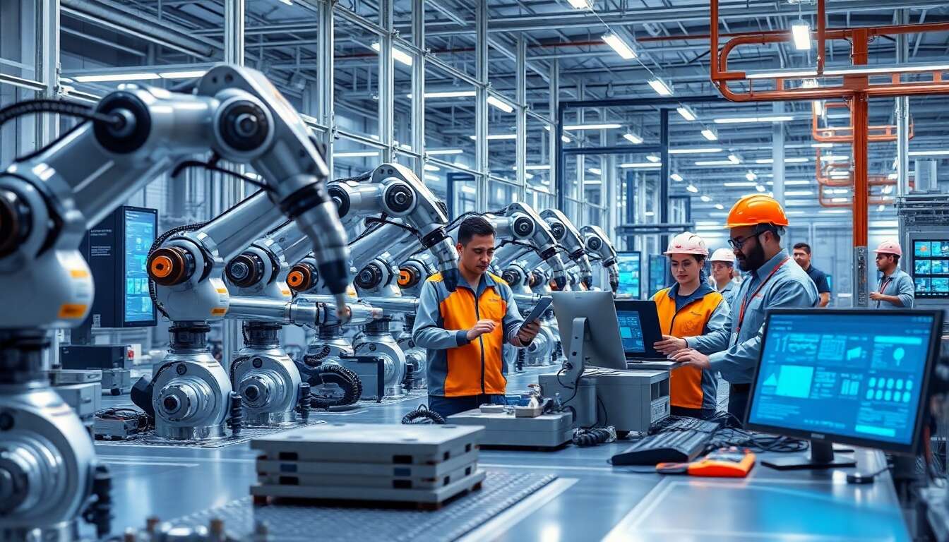 Révolution industrielle : robots intelligents en action Révolution industrielle : robots intelligents en action