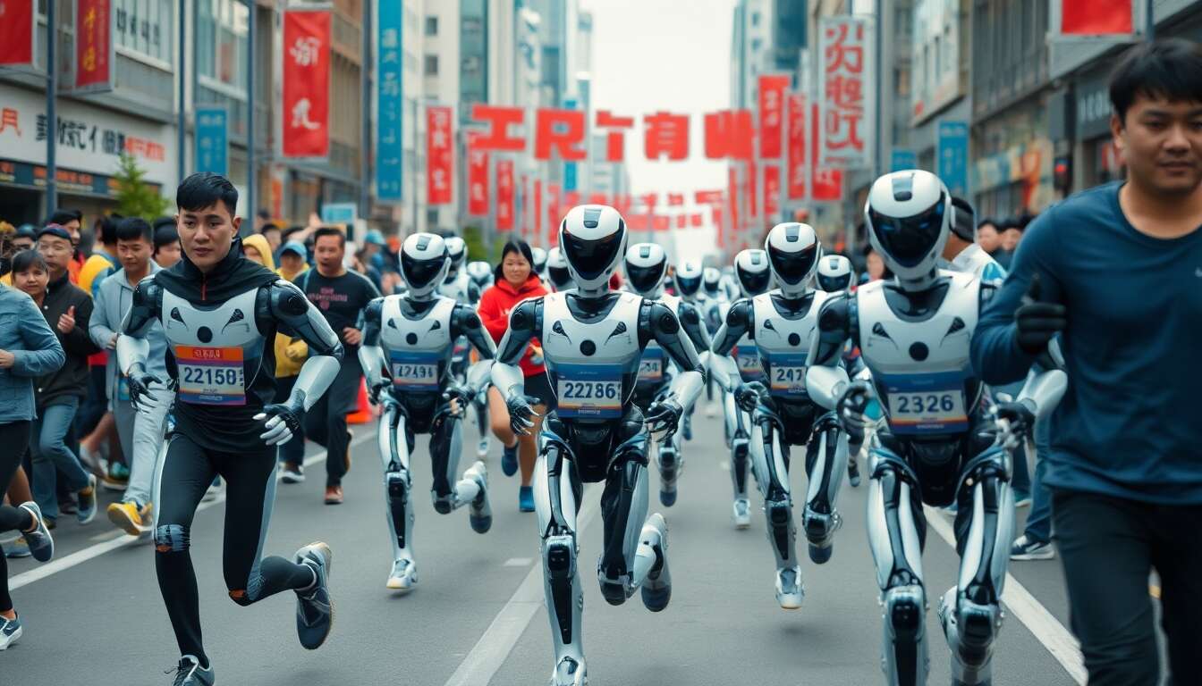 Des robots humanoïdes courent un semi-marathon en Chine… mais loin derrière
